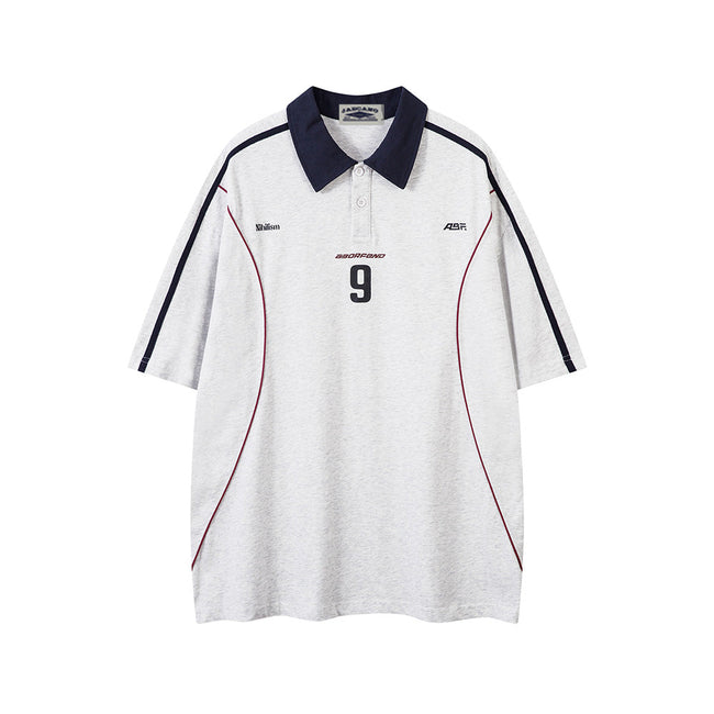 Contrast color letter short sleeves Hover Image