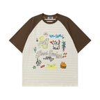 Retro contrast color cute kitten short sleeves