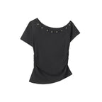 Off-shoulder slim short sleeves
