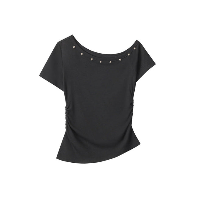 Off-shoulder slim short sleeves Hover Image