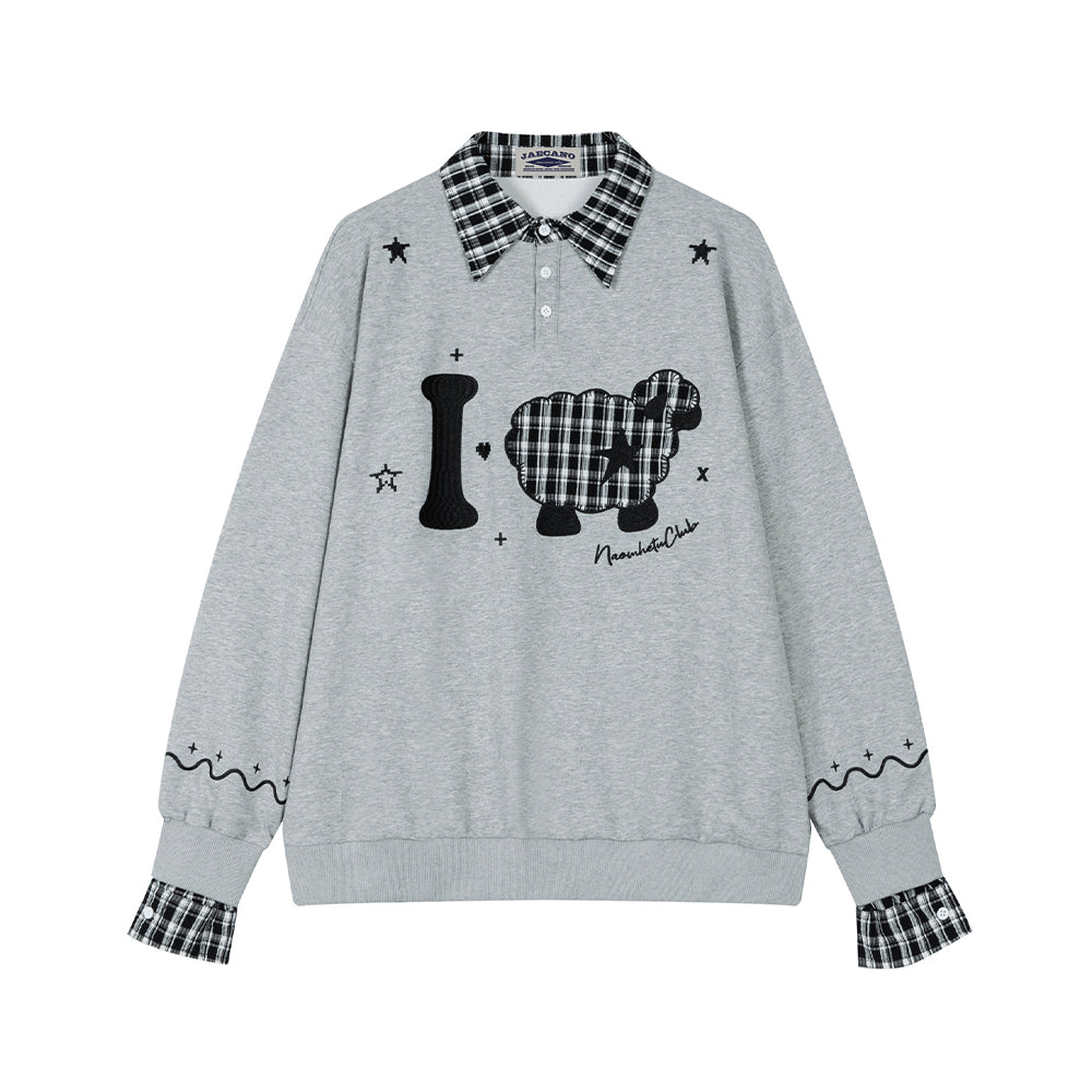 Fake two-piece lamb sweatshirt