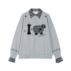 Fake two-piece lamb sweatshirt
