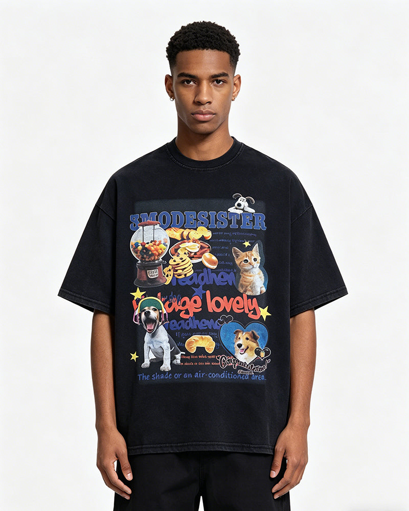 Retro fun print short sleeves