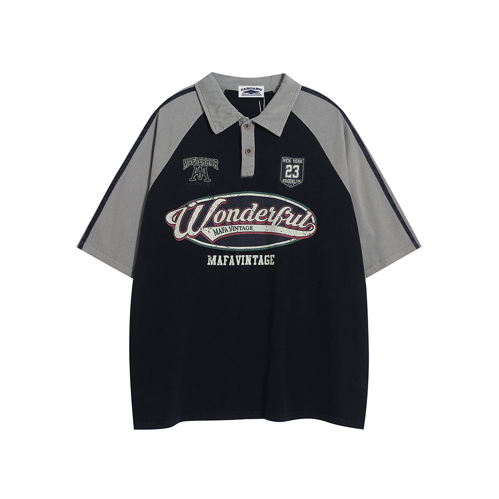 American retro stitching sports short sleeves