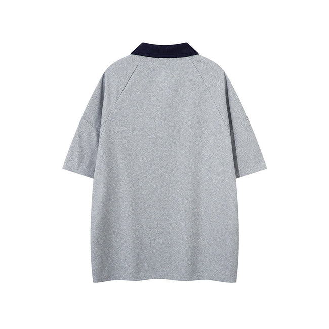 Contrast color lapel short sleeves Main Image