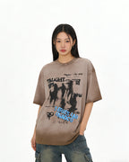 Splatter-style distressed short-sleeved shirt