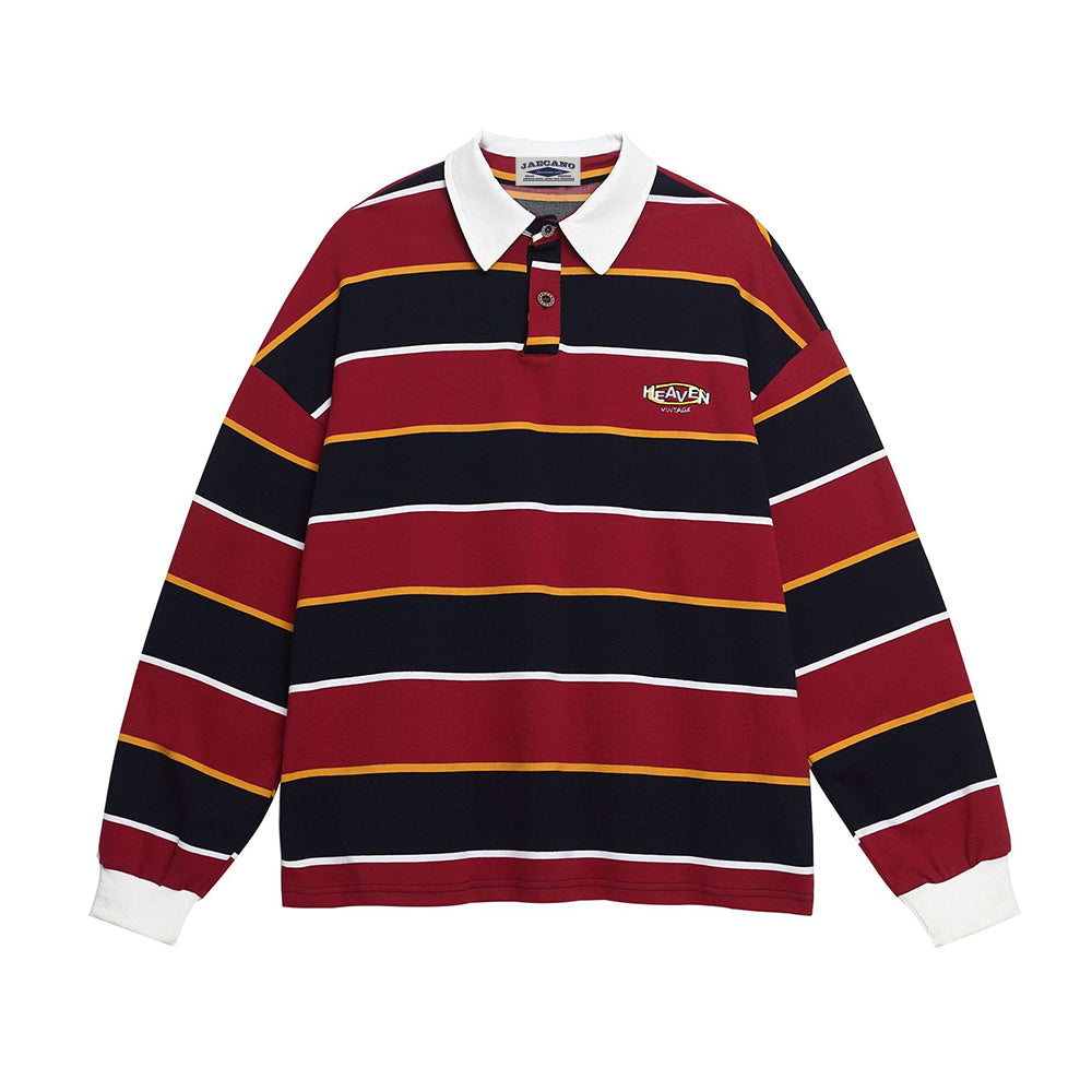 Striped contrast lapel sweatshirt