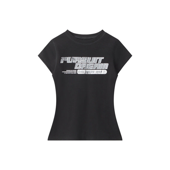 Lettering print crew neck short sleeves Main Image