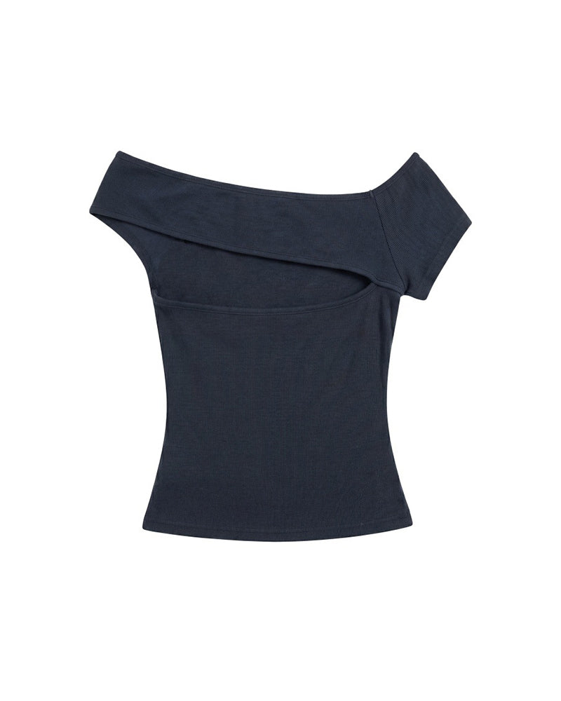 Asymmetrical neckline, fitted short-sleeved top (women's)