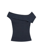 Asymmetrical neckline, fitted short-sleeved top (women's)