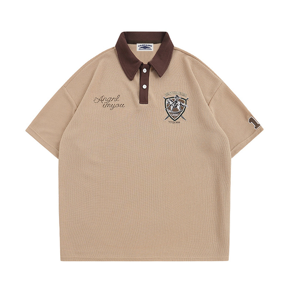 American retro embroidered contrasting short sleeves