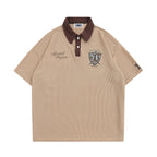 American retro embroidered contrasting short sleeves