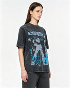 Vintage washed distressed short-sleeved shirt