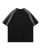 Retro stitching contrast color loose short sleeves