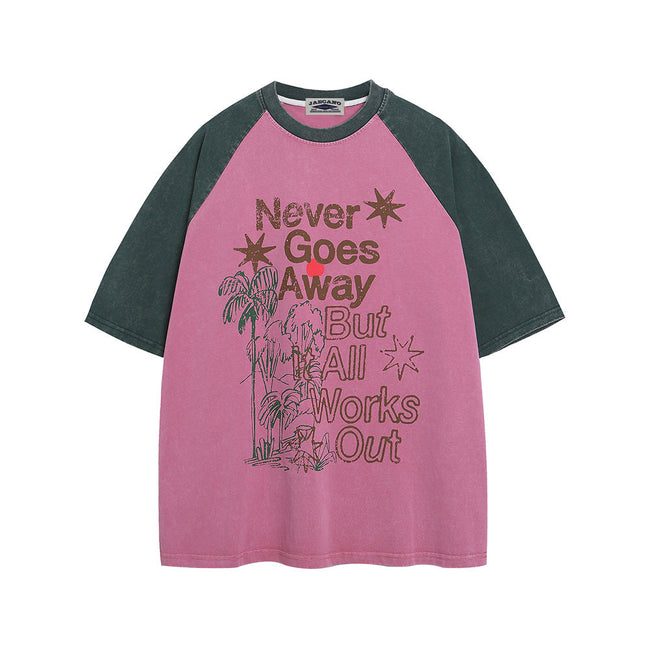 Letter print colorblock short sleeves Hover Image
