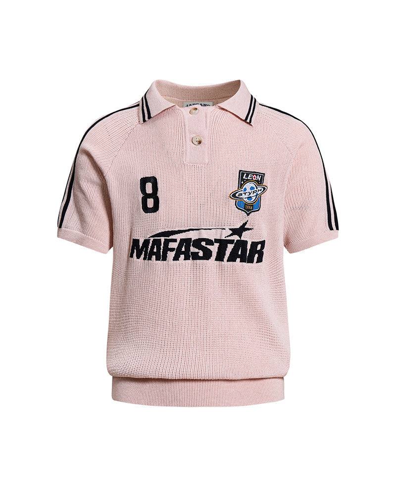 Embroidered collared short-sleeved shirt