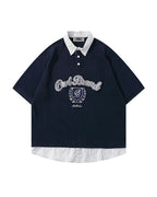 Fake two-piece lapel short sleeves