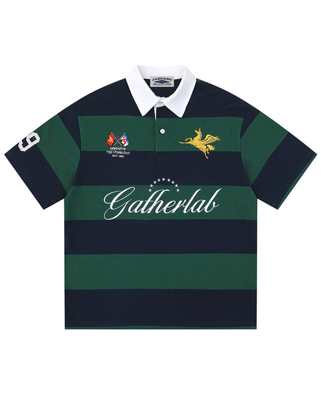 Embroidered Stripe Polo Shirt Main Image