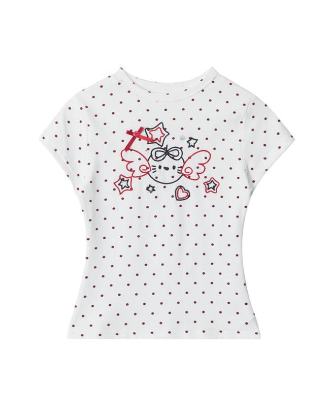 Sweet polka dot short-sleeved shirt Hover Image