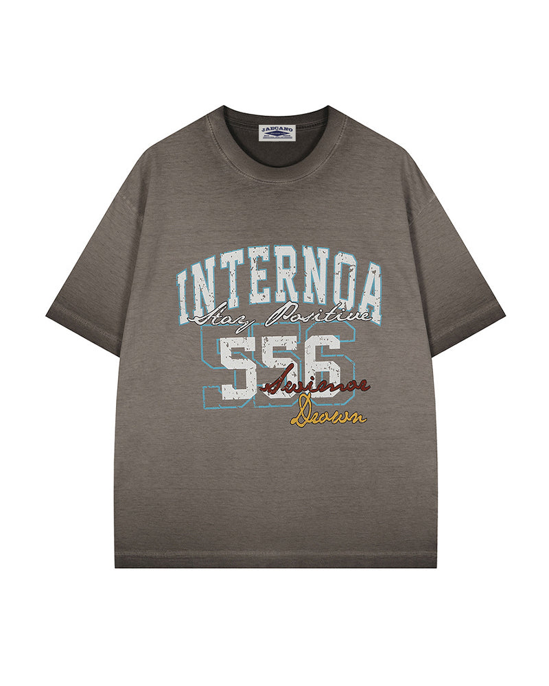 Washed distressed casual short-sleeved shirt