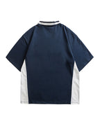 Contrast color stitching polo short sleeves