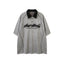 Contrast color letter lapel short sleeves