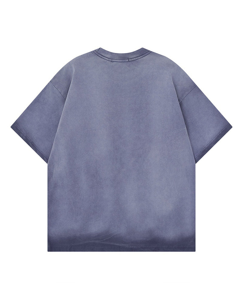 Splatter-style distressed short-sleeved shirt