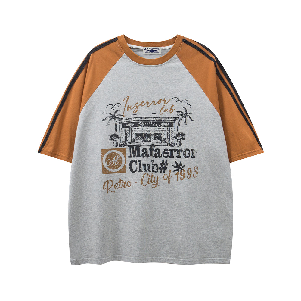 Retro colorblock short sleeves