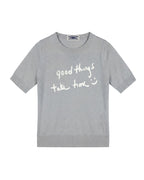 Letter short-sleeved knit sweater