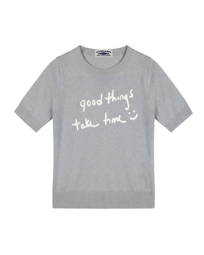 Letter short-sleeved knit sweater Main Image