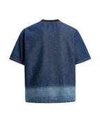 Gradient denim washed short-sleeved shirt