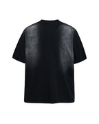 Embroidered distressed short-sleeved shirt