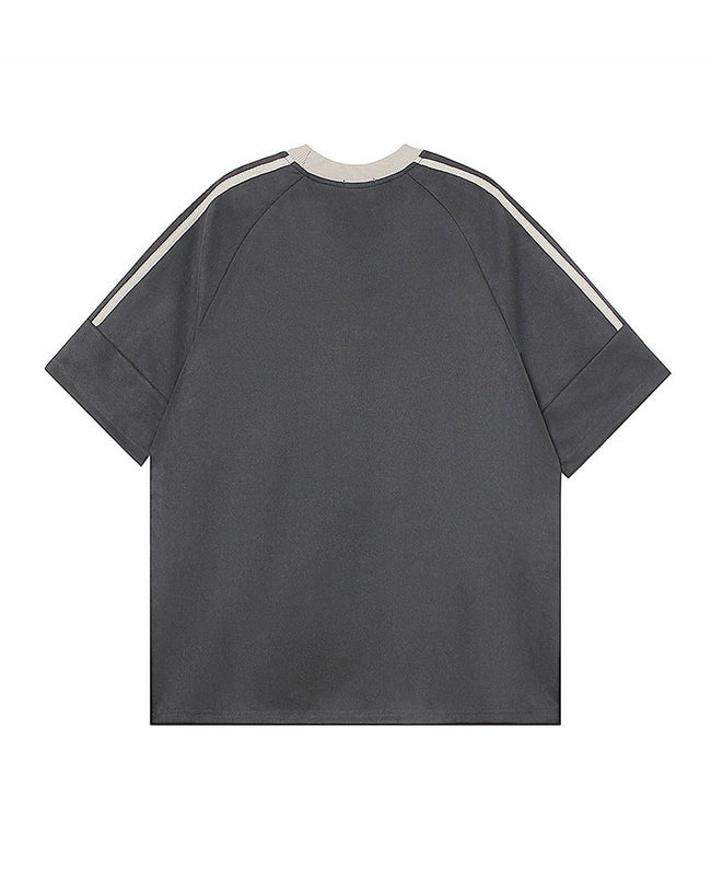 American retro patchwork contrasting short sleeves Main Image