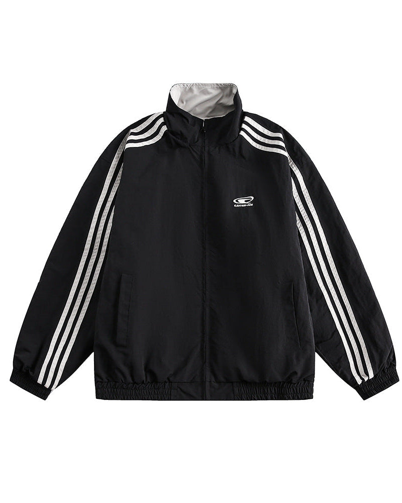 Retro reversible three stripes contrasting color jacket