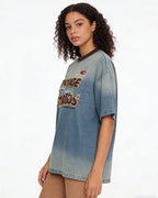 Retro denim short-sleeved shirt