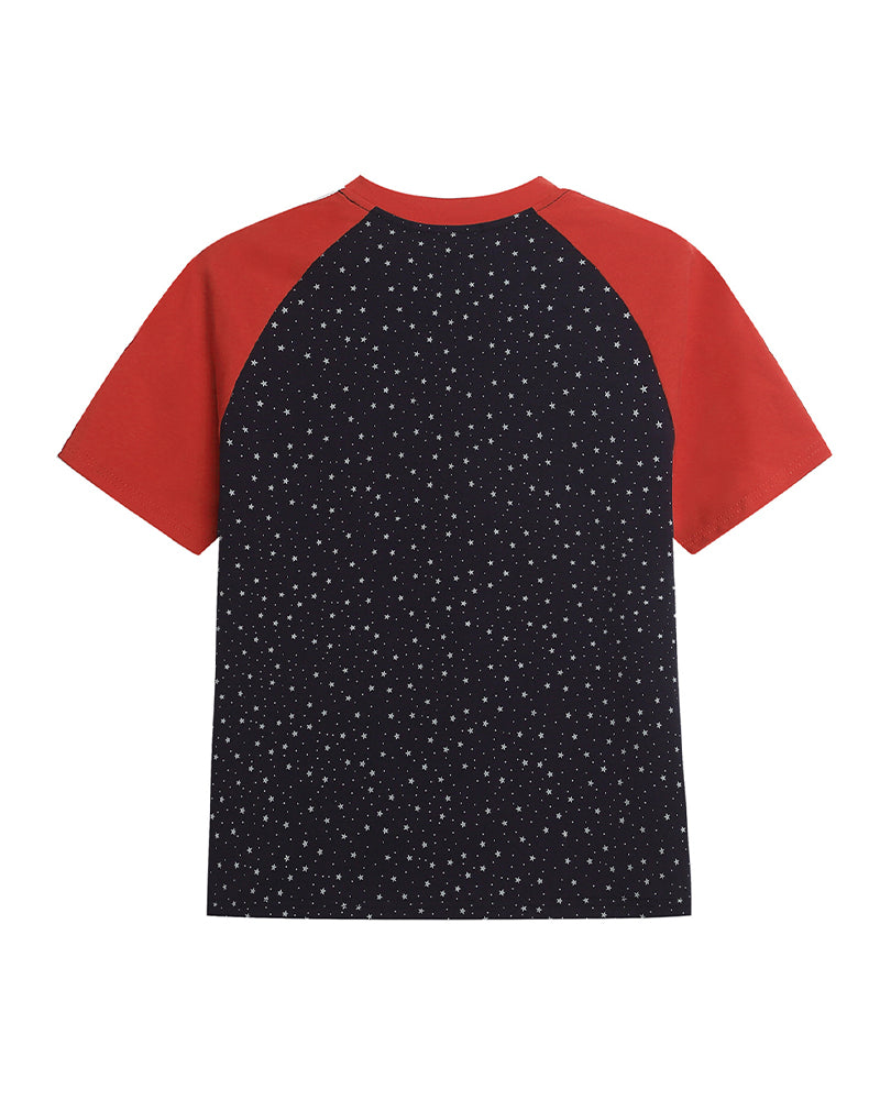 Bear-print color-blocked short-sleeved T-shirt (women's)