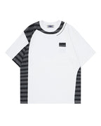 Irregular Color-Block Stripe Short-Sleeve Top