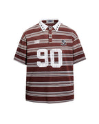 Color-blocked striped short-sleeved shirt