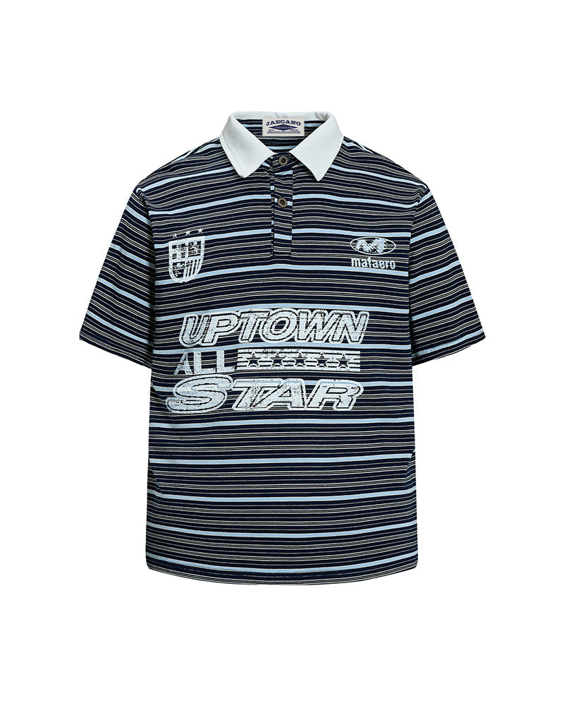 Retro striped short-sleeved shirt
