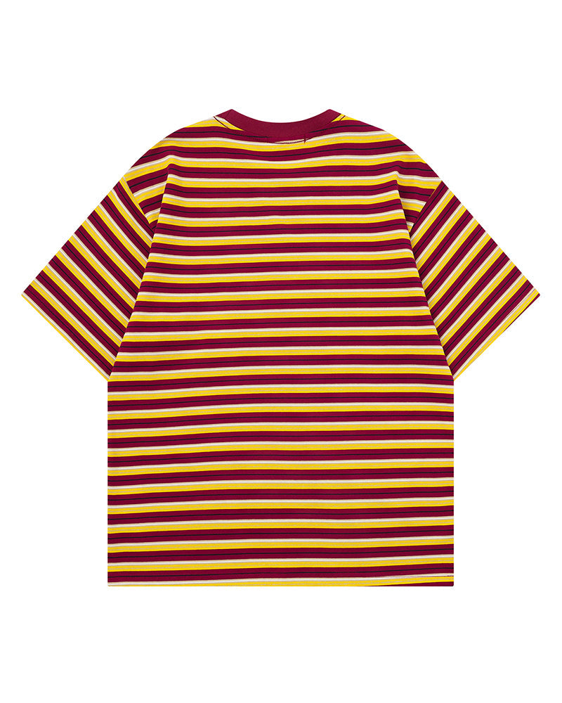 Retro contrast striped short sleeves