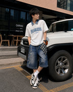 American retro lapel zipper short sleeves
