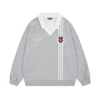 Fake two-piece college style sweatshirt
