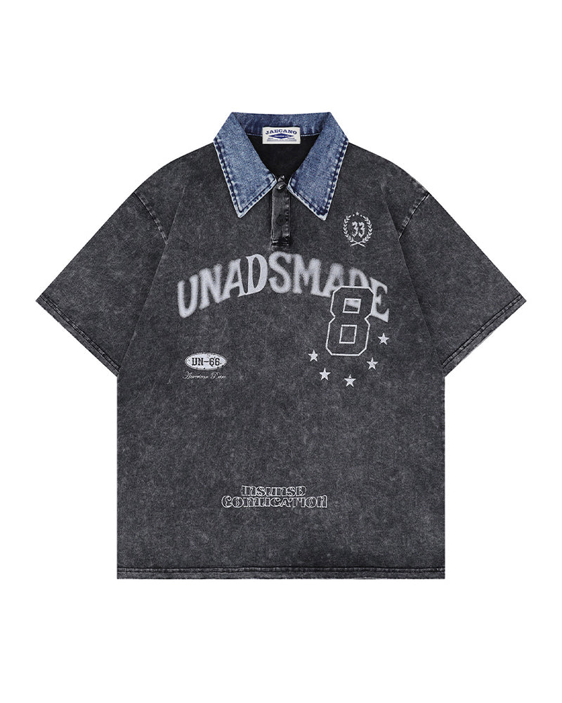 Washed lapel short sleeves