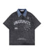 Washed lapel short sleeves