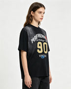 Embroidered distressed short-sleeved shirt