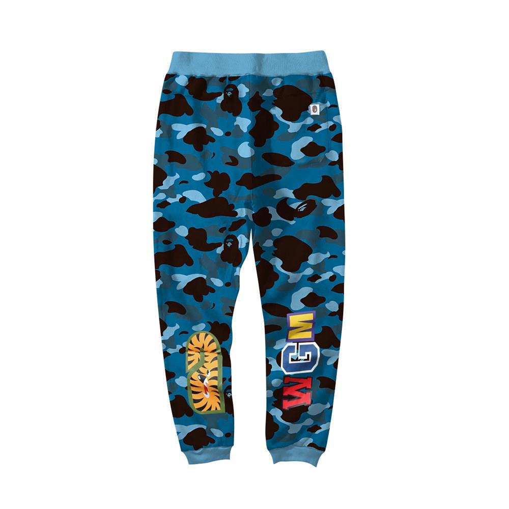 BAPE Light Blue Camo Shark Face Graphic Jogger Pants Unisex Streetwear Sweatpants