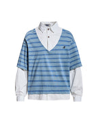 Faux two-piece polo shirt with spliced long sleeves