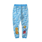 BAPE Sky Blue Camo Shark Face Graphic Jogger Pants Unisex Streetwear Sweatpants