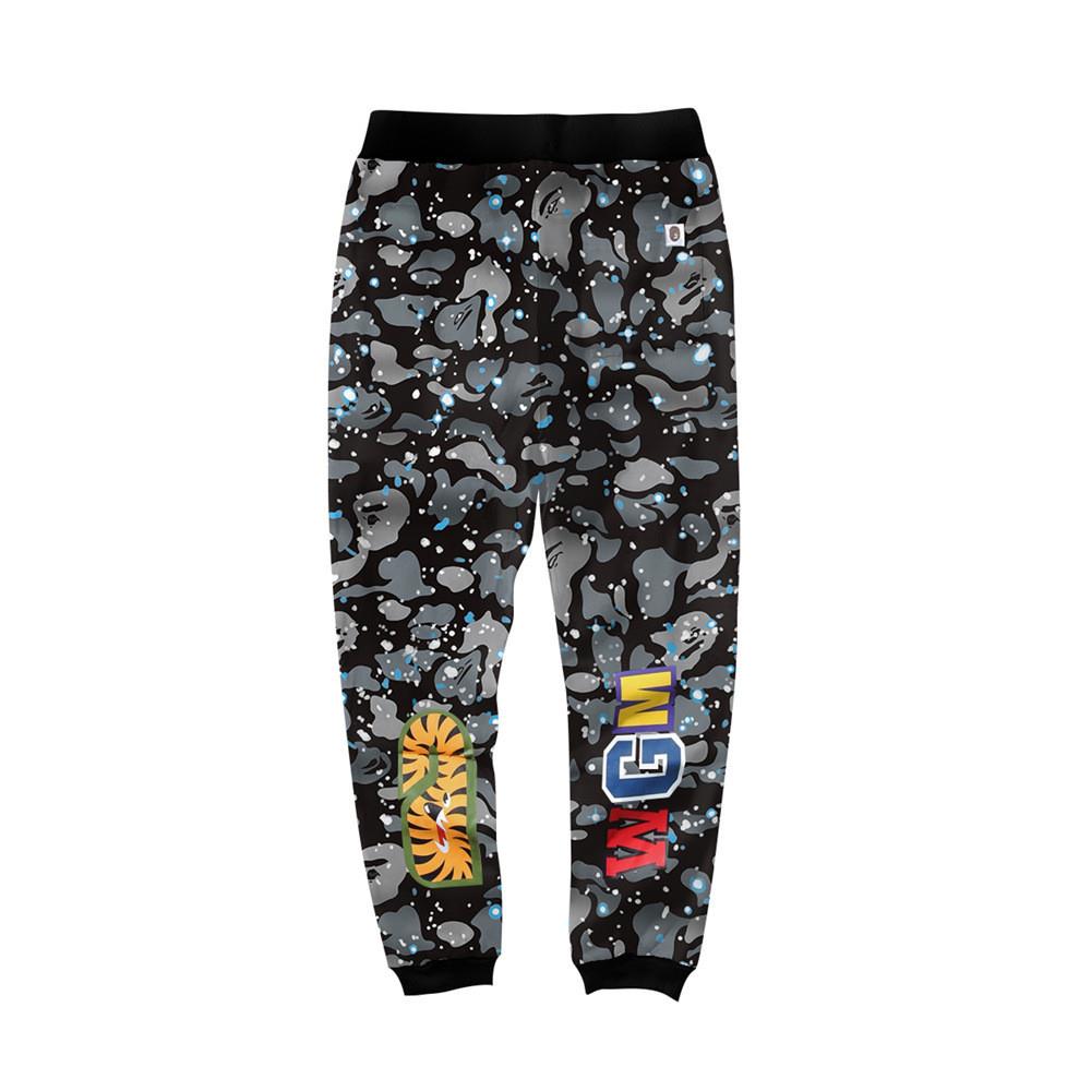 BAPE Starry Night Black Camo Shark Face Graphic Jogger Pants Unisex Streetwear Sweatpants