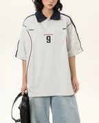 Contrast color letter short sleeves